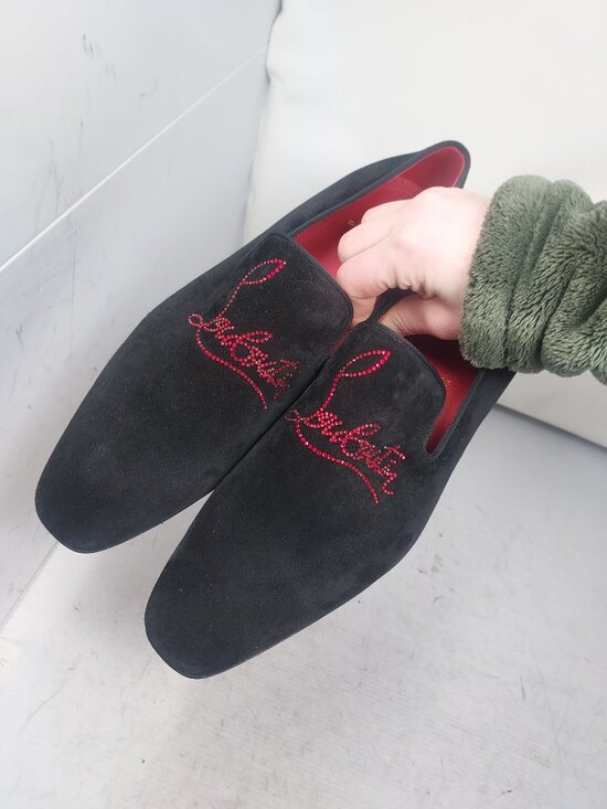 CHRISTIAN LOUBOUTIN Black Dandelion Strass Suede Logo Loafer main image 2